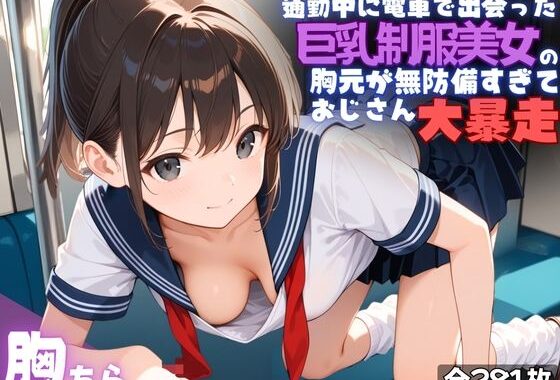 通勤電車で出会った巨乳制服美女の胸元が無防備すぎて、おじさん大暴走【無料エロ漫画】d_592219…実質無料
