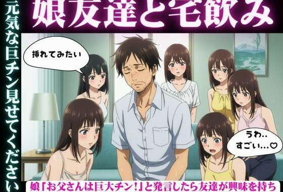 娘の女子大生友達と宅飲み「お父さんのおちんちん大きいんだよ！」と娘が発言すると・・・乱交騒ぎに・・・【無料エロ漫画】d_603295…無料で読む