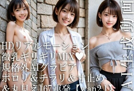 【HDリアルモーション】微乳ギリギリMIX（はーと） 規格外AIグラビア ─ ポロリ＆チラリ＆寸止め＆丸見え167連発【wan2.1】【無料エロ漫画】d_622078…実質無料