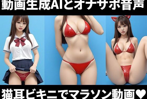 猫耳ラバービキニを着た制服アオハル女子を見ながらシコシコオナニーマラソンができる動画【無料エロ漫画】d_629817…実質無料