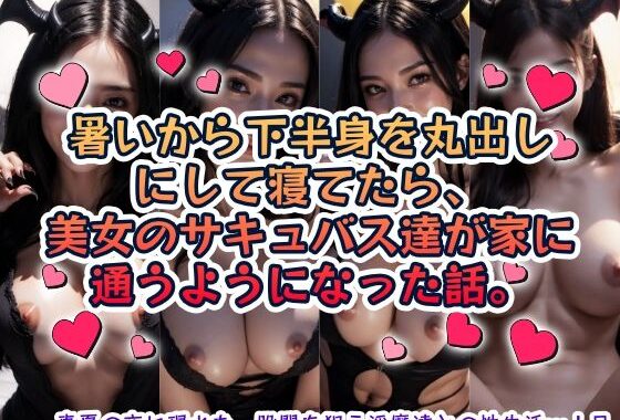 暑いから下半身を丸出しにして寝てたら美女のサキュバス達が家に通うようになった話。【無料エロ漫画】d_642960…無料で読む