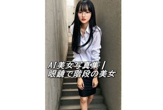 AI美女写真集┃眼鏡で階段の美女【無料エロ漫画】d_587589…実質無料
