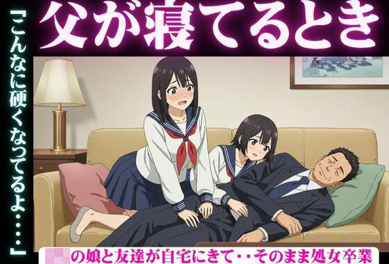 父が寝てるとき｜JKの娘と友達が自宅にきて・・そのまま処女卒業「こんなに硬くなってるよ・・・・【無料エロ漫画】d_625368…初回クーポンあり